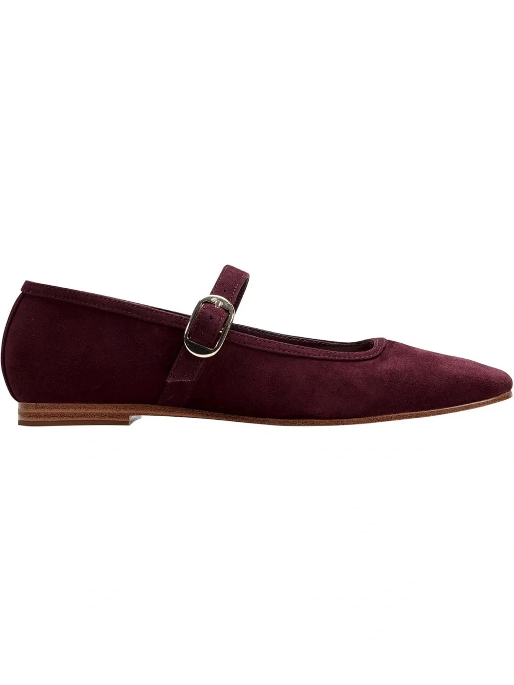 Marc Fisher Burgundy Suede Mary Jane Flats with Buckle